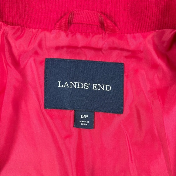 Lands End Fuchsia Pink Full Zip Wool Blend Jacket Women’s 12P Stand Collar Coat - Picture 4 of 14